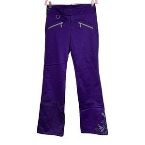 Athleta Floral Design Soft Shell Fleece Lined Ski/Snow Pants Purple Size 6 Tall